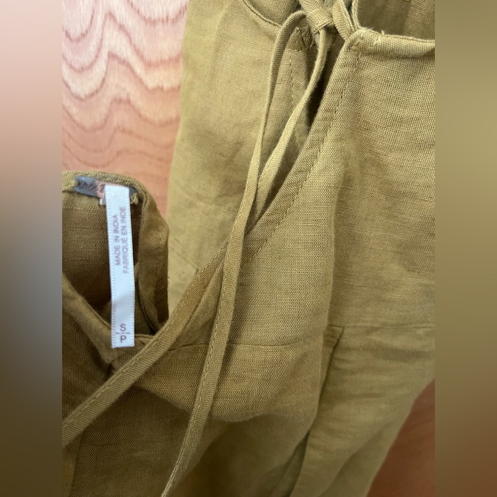 Free People Elegant linen Mustard Dress S - Picture 7 of 10